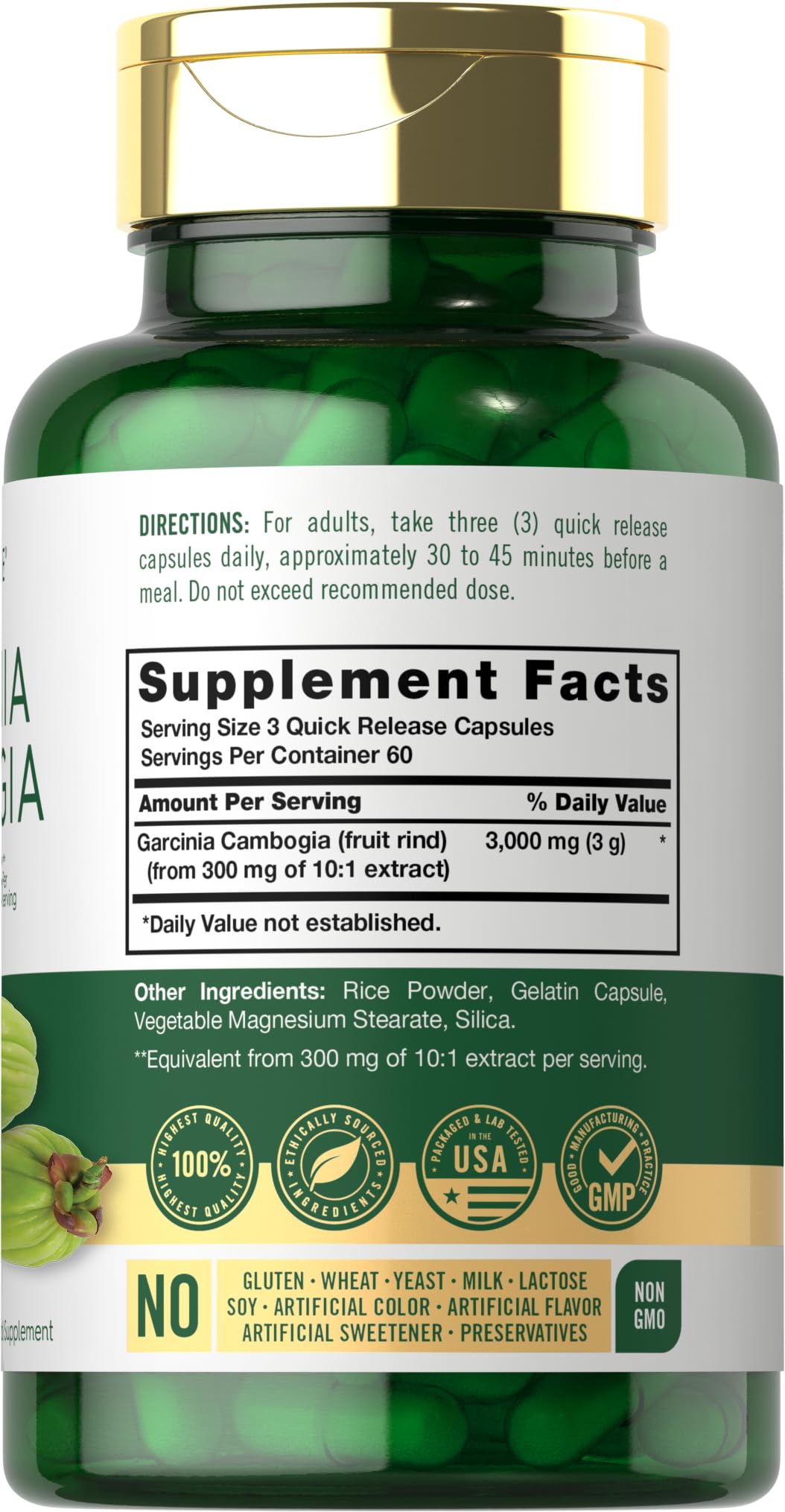 Carlyle Garcinia Cambogia Extract | 3000mg | 180 Capsules | Non-GMO, Gluten Free Supplement