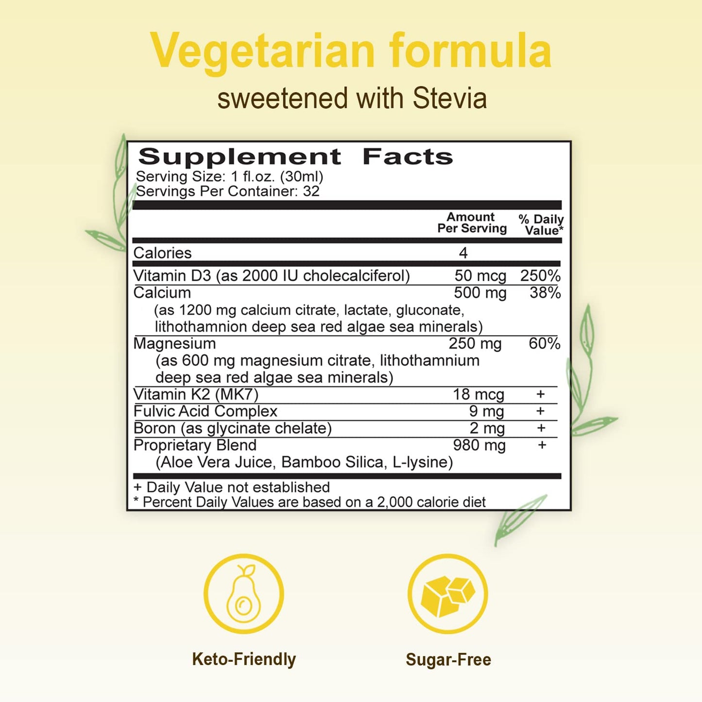 Vital Earth Minerals Cal-Mag Liquid - Calcium Magnesium Supplement with Vitamin D3, K2, Boron, and Fulvic Acid for Faster Absorption, 32 Oz + 1 Oz Cup