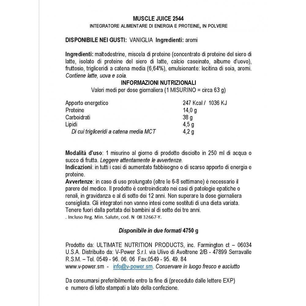 Ultimate Nutrition Muscle Juice 2544 Whey Protein Isolate-Mass Weight Gainer Protein Powder Drink Mix- 55 Grams of Protein Per Serving-for Men and Women Vanilla, 10.45 Pounds