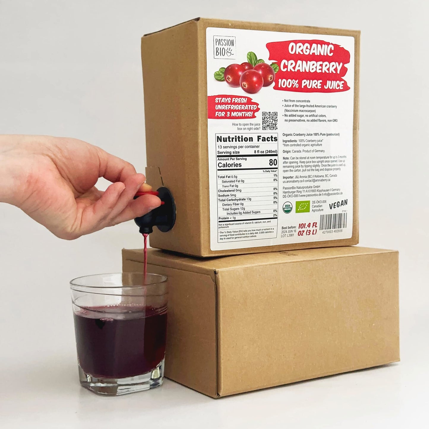 Organic Cranberry Juice Box 1014 Fl Oz 100 Pure Cranberry Juice No Added Sugar Not From Concentrate Vegan Organic Non GMO Natural Unsweetened Cranberry Juice