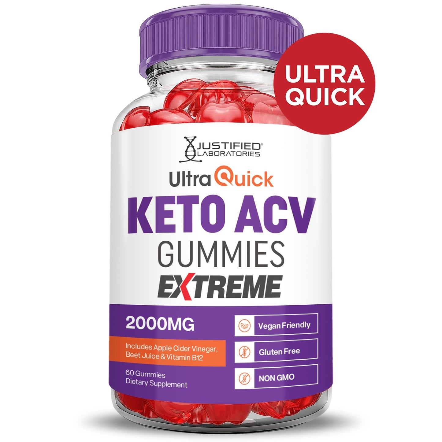 Ultra Quick Keto ACV Gummies Extreme 2000MG Ultraquick Keto Gummies Apple Cider Vinegar Formulated with Pomegranate Beet Juice Powder B12 Vegan Non GMO 60 Gummys