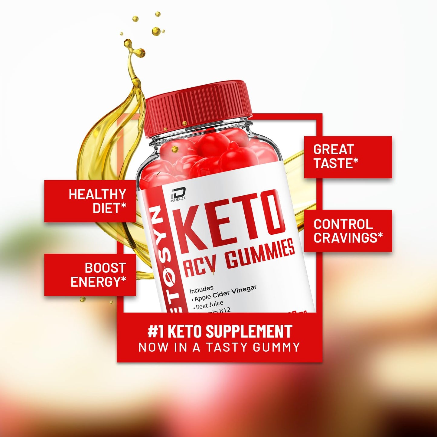 Indelo Ketosyn ACV Gummies Advanced Formula - Ketosyn Gummies Fast Acting Extra Strength Formula, Ketosyn + ACV Gummies Reviews, B12 (2 Pack - 120 Gummies)