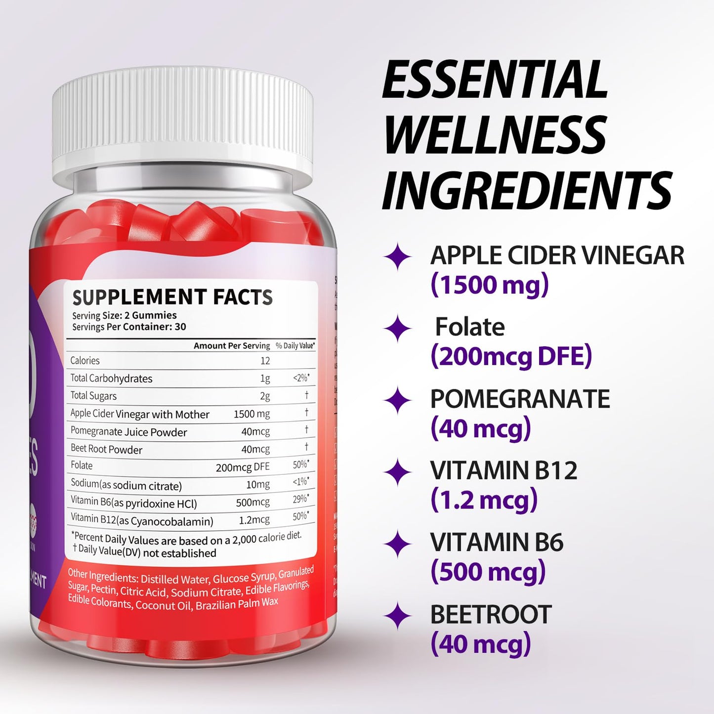 Keto ACV Gummies Advanced Weight Loss Gummies, Keto ACV for Detox Digestion Energy, 1500 MG Apple Cider Vinegar with Vitamin for Women & Natural Lemon Honey Flavor