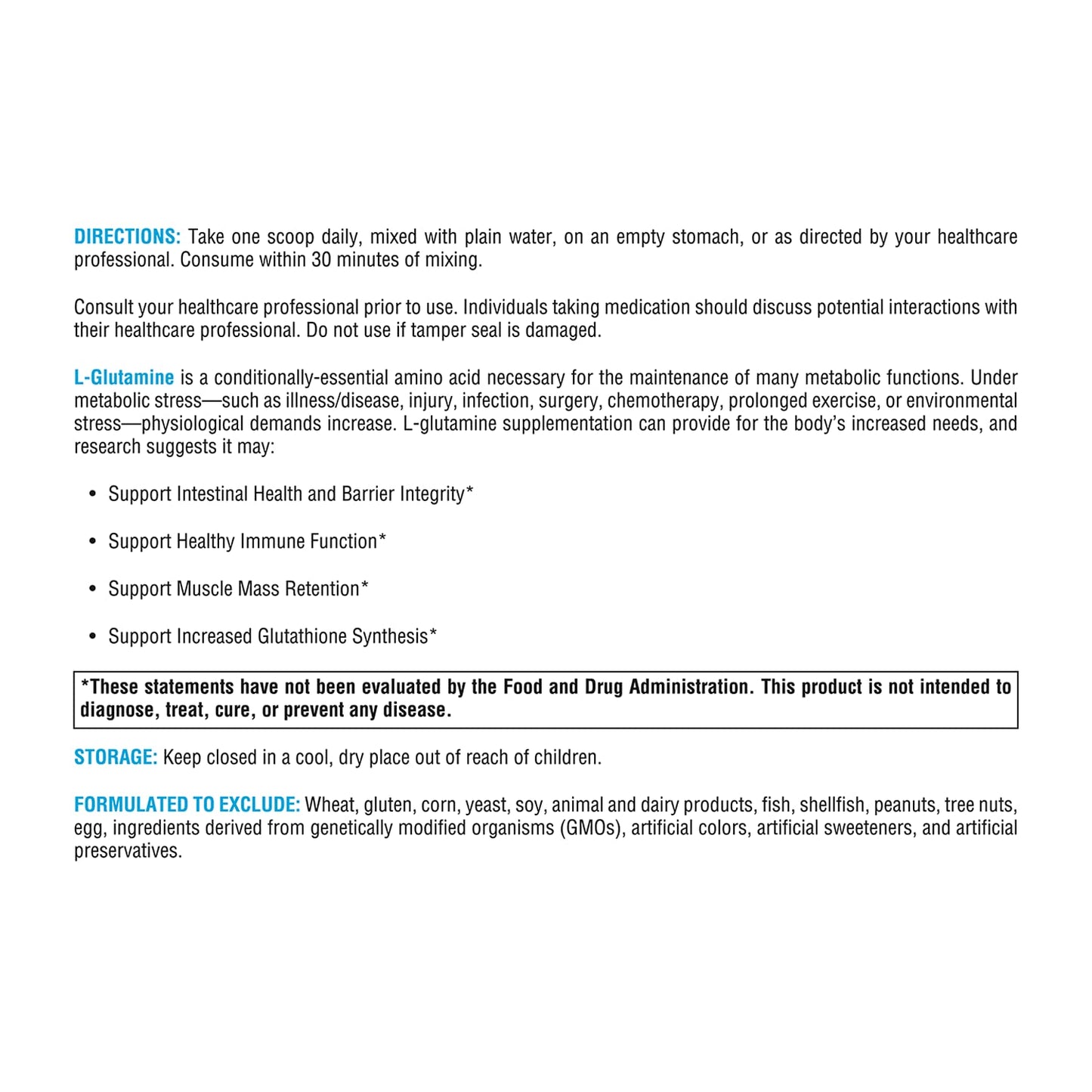 XYMOGEN L-Glutamine Powder Supplement - Promotes Cellular, Immune System + Gut Health - Supports Muscle Mass Retention, 4000mg L-Glutamine Per Serving (12 oz / 85 Servings)