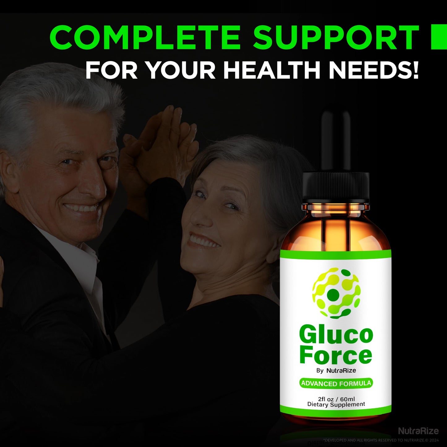 NutraRize (2 Pack) Gluco Force Drops, Official GlucoForce Liquid Formula, All-Natural Support for Energy and Overall Well-Being, Premium Gluco Force Gotas Review (60 Servings)