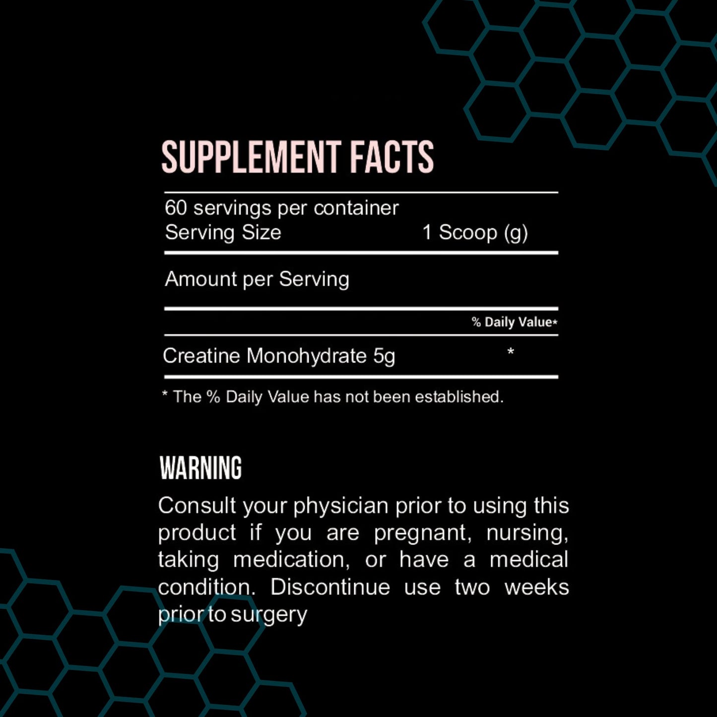 GENESIX NUTRITION HEX 6000 Creatine Monohydrate Workout Supplement | Improve Strength & Accelerate Muscle Gains | More Energy During High-Intensity Exercise | Heighten Brain Performance | 60 Servings