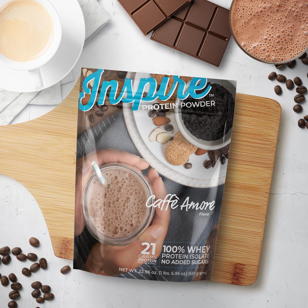 Bariatric Eating Inspire Cafe Amore Mocha Sugar-Free 21g Whey Protein Isolate Powder (20 Servings)