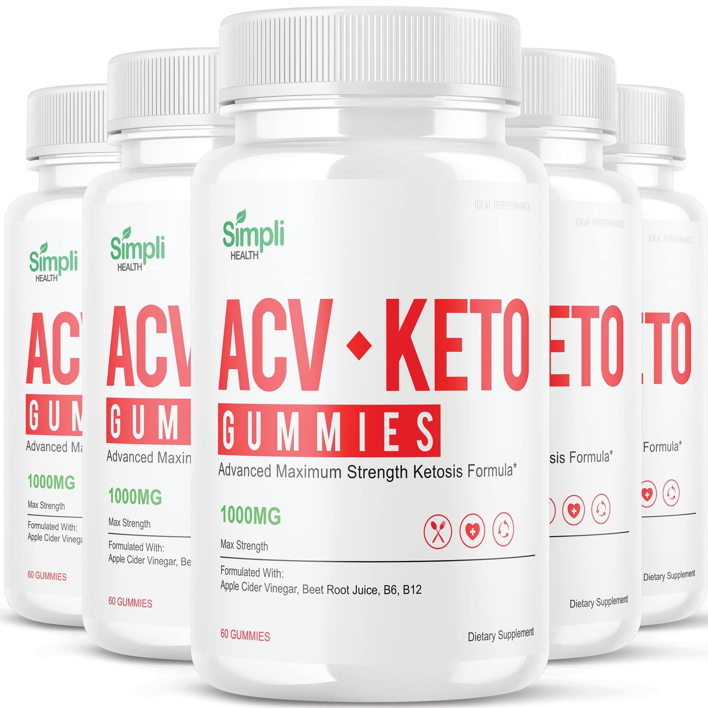 IDEAL PERFORMANCE (5 Pack) Simpli ACV Ketos Gummies Simpli Health Gummies (300 Gummies)