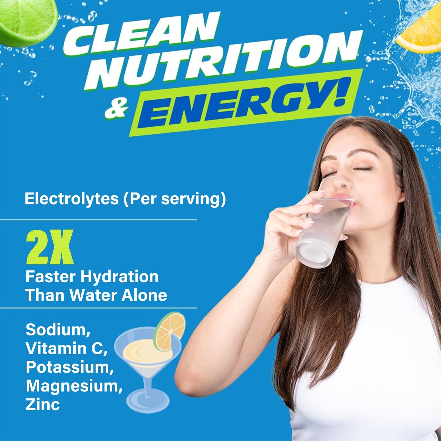 Electrolytes Powder No Sugar, Electrolyte Drink Mix, 5 Vitamins & 6 Electrolytes, Keto Friendly, Potassium & Salt, Sugar Free Hydration Powder, Lemon Flavour 300g