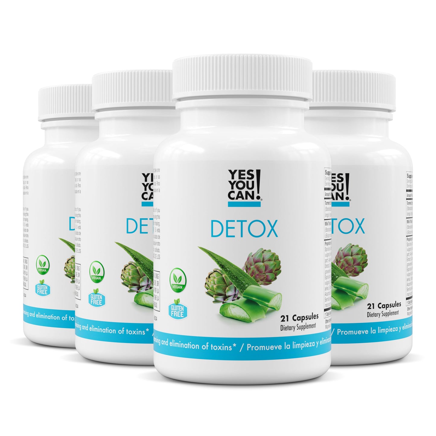 Yes You Can! Natural Detox Pills - Diuretic Cleanse with Electrolytes & Vitamins - Helps with Water Retention - Gluten-Free, 21 Capsules (4 Pack)