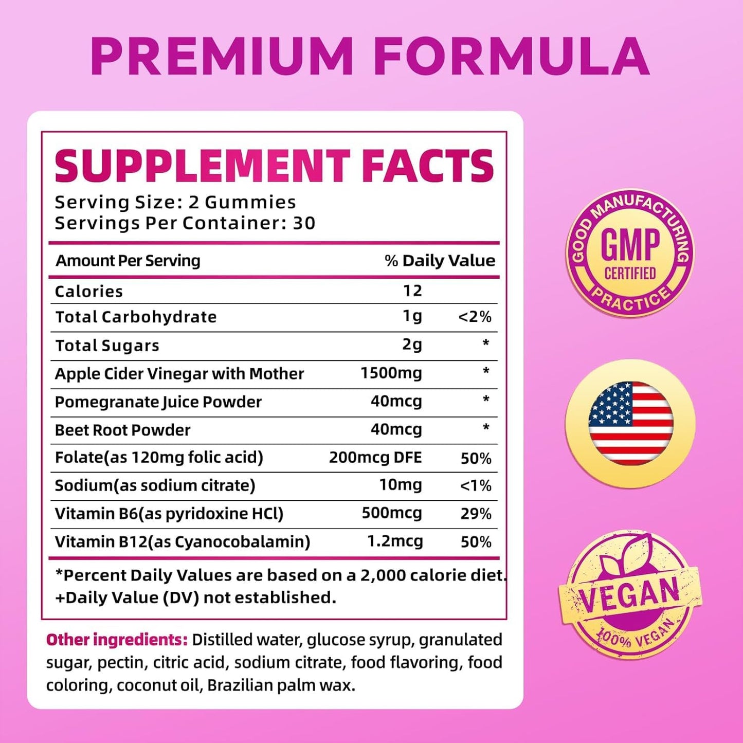 FraFr.gancia Keto ACV Gummies - Apple Cider Vinegar with B6 & B12, Vegan, Gelatin-Free, Keto Support, Detox Cleanse, Non-GMO, for Men & Women, 60 Count