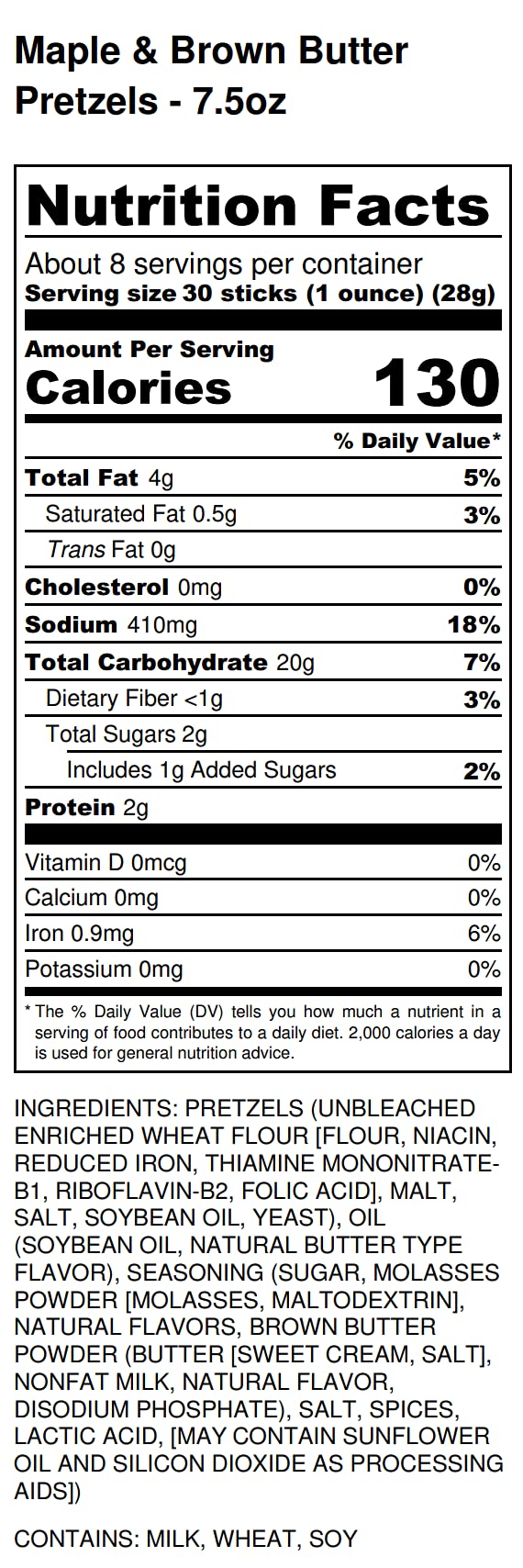 Pop Daddy Flavored Pretzels Sticks Healthy Gourmet Pretzels Snacks 75oz Individual Bags 3 Pack Maple and Brown Butter Flavor