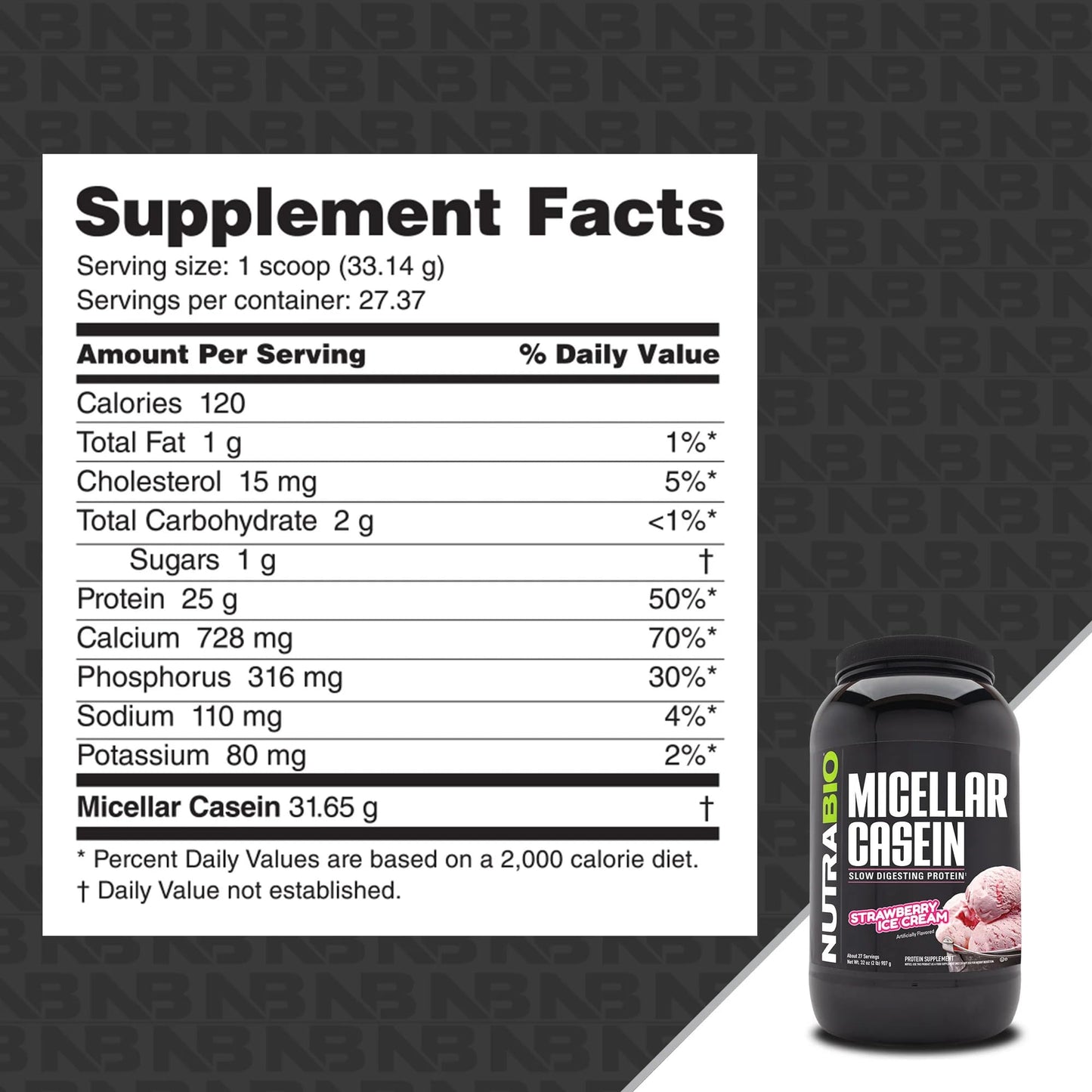NutraBio Micellar Casein Protein Powder-Casein Protein Powder Strawberry- Slow Digesting - Muscle Growth - Essential Amino Acids - Non-GMO - Gluten & Soy Free-2 lbs Strawberry Ice Cream