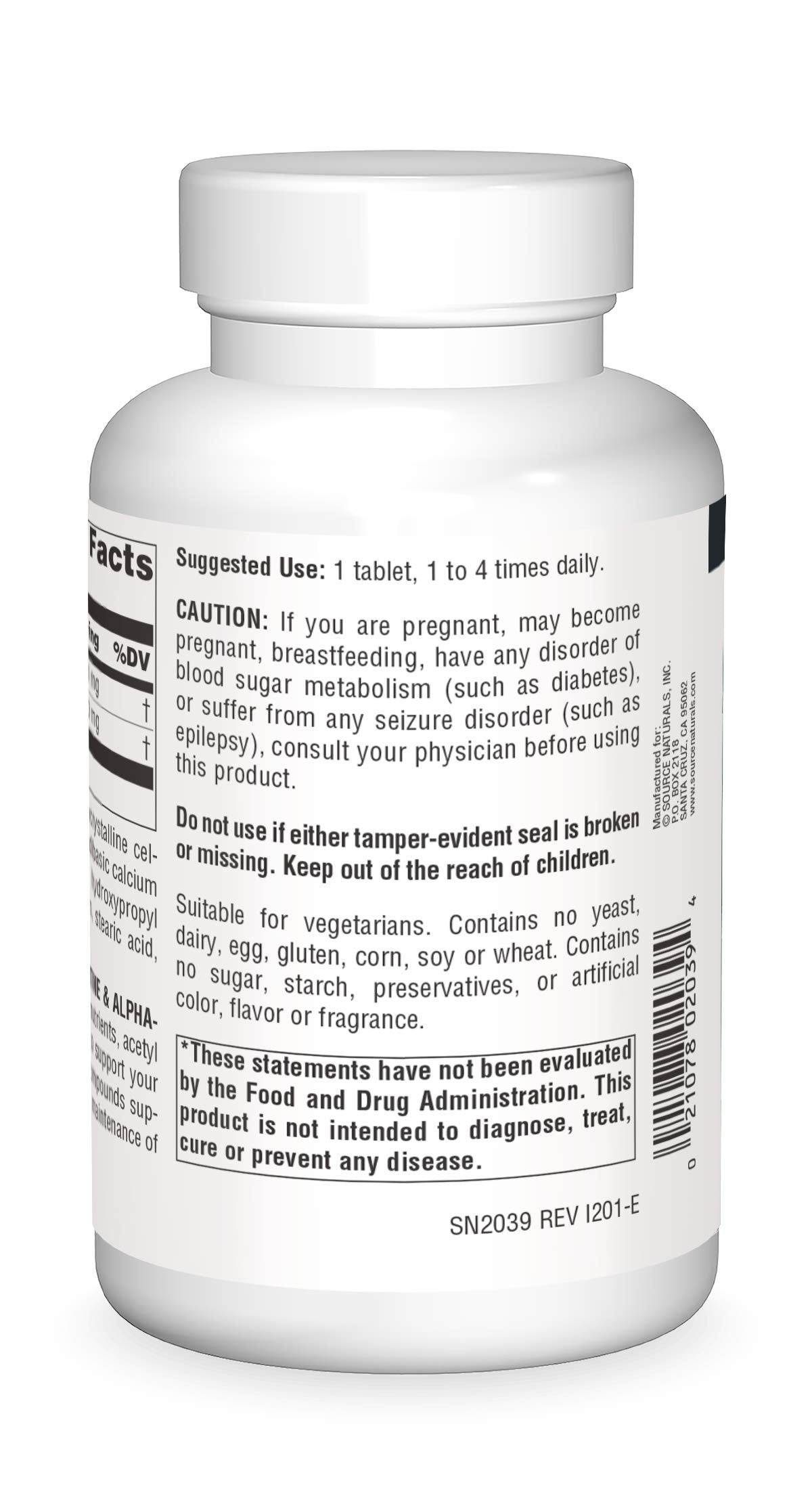 Source Naturals Acetyl L-Carnitine & Alpha-Lipoic Acid 650mg - 180 Tablets