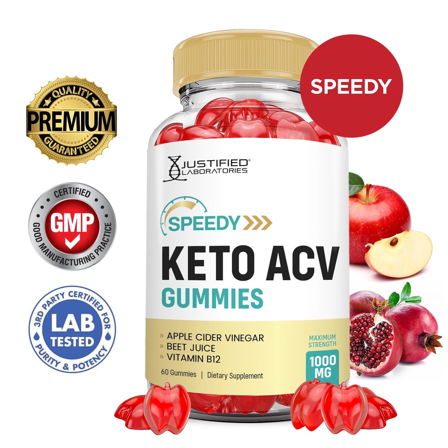 (2 Pack) Speedy Keto ACV Gummies Advanced Formula 1000MG Speedy Keto Gummies Apple Cider Vinegar Formulated with Pomegranate Beet Juice Powder B12 Vegan Non GMO 120 Gummys
