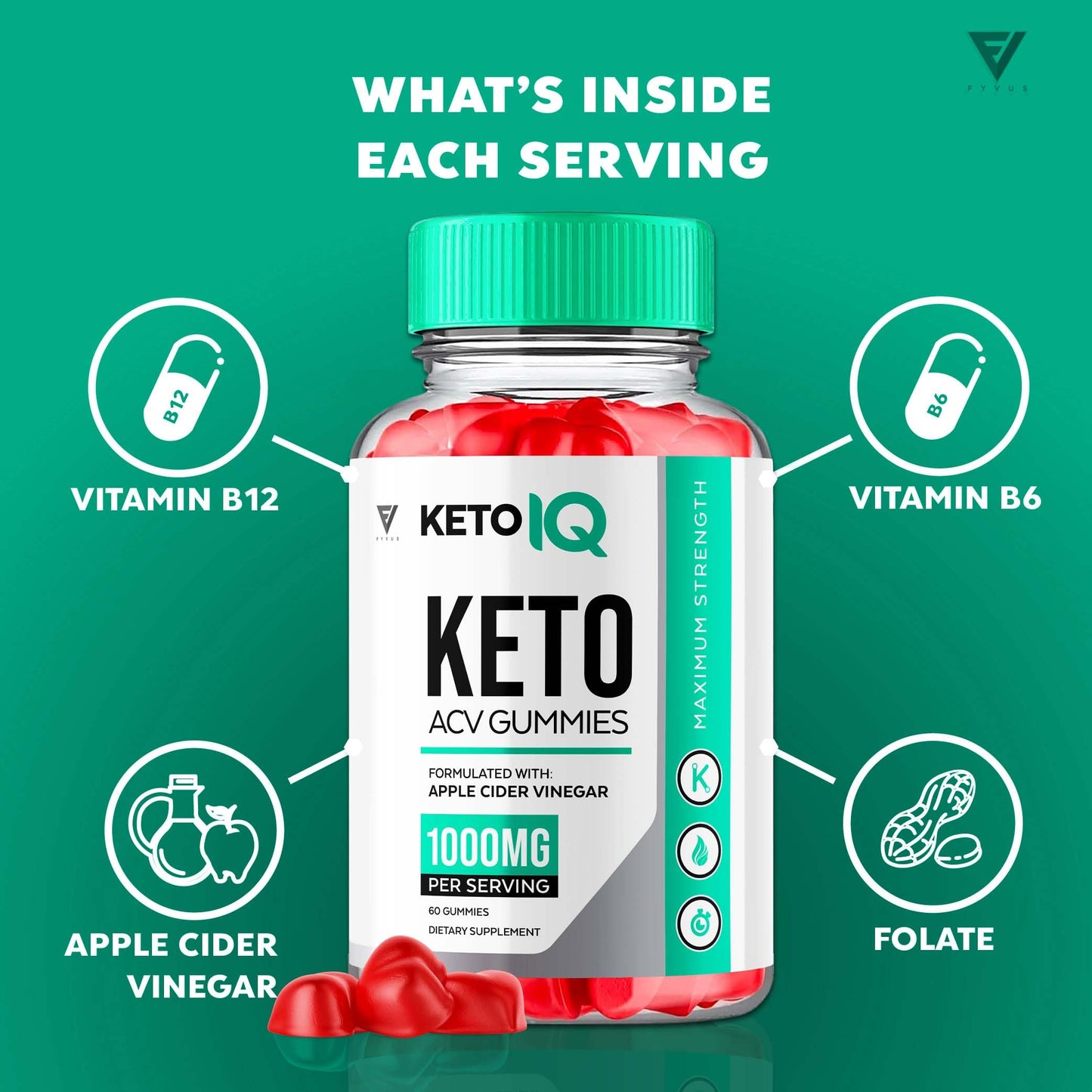 (2 Pack) Keto IQ KetoIQ ACV Gummies, Keto IQ Keto ACV Gummies Advanced Weight Loss Keto+ ACV Apple Cider Vinegar Vitamin Formula, Keto IQ Gummy Supplement 1000MG Keto+ACV Folic Acid (120 Gummies)