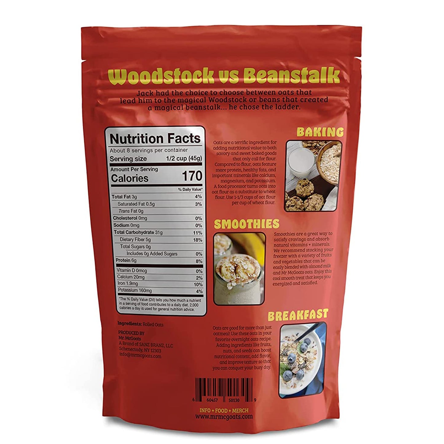 Mr McGOATS Magical Oats 100 Natural Gourmet ThickCut Rolled Oats NonGMO Gluten Free Low Sodium Low In Saturated Fat 13 oz 1 Pack