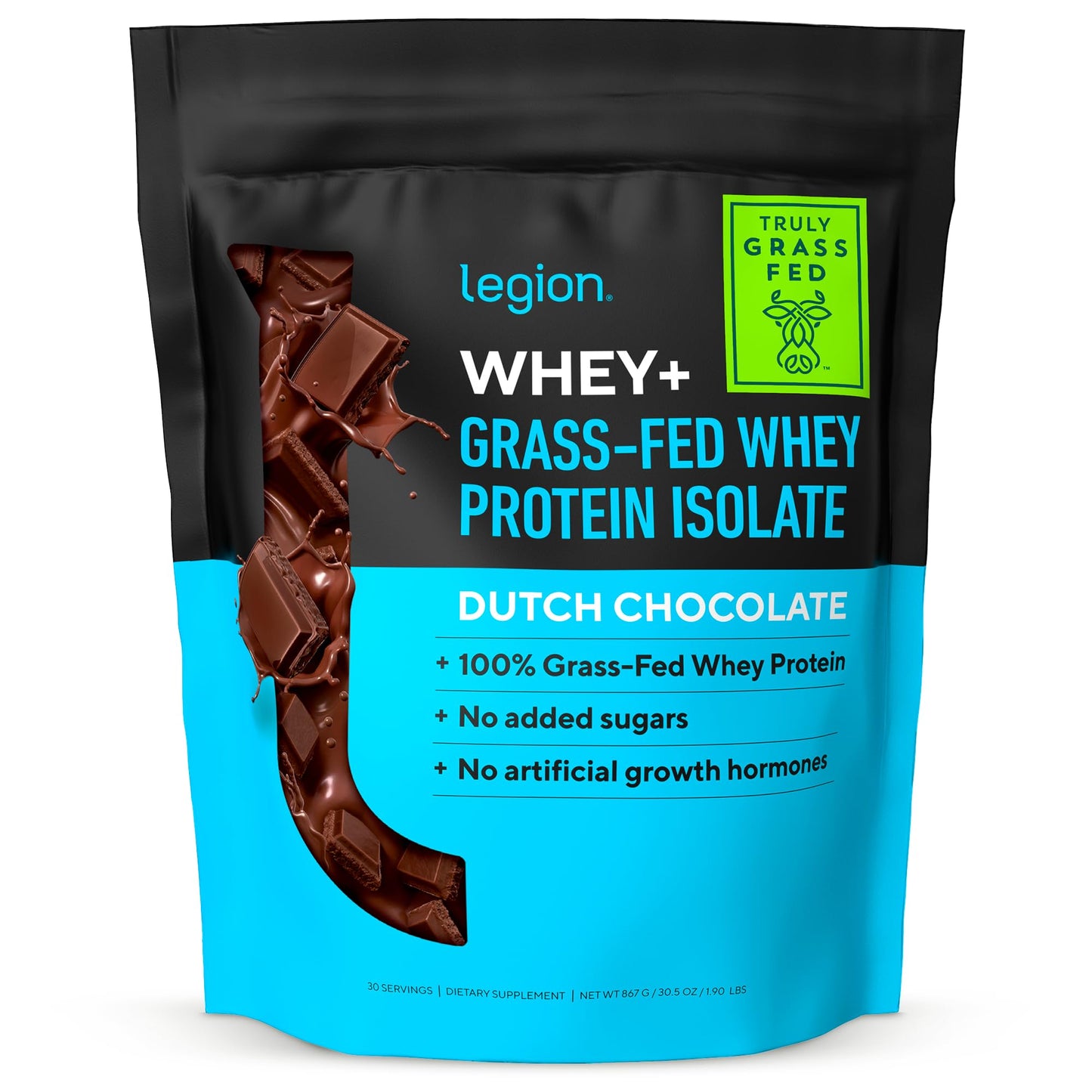 LEGION Whey+ Protein Whey Isolate from Grass Fed Cows - Whey Protein Isolate Powder Low Calorie, Non-GMO, Sugar Free, Lactose and Gluten Free, All Natural Protein Powder for Men & Women 30 Servings