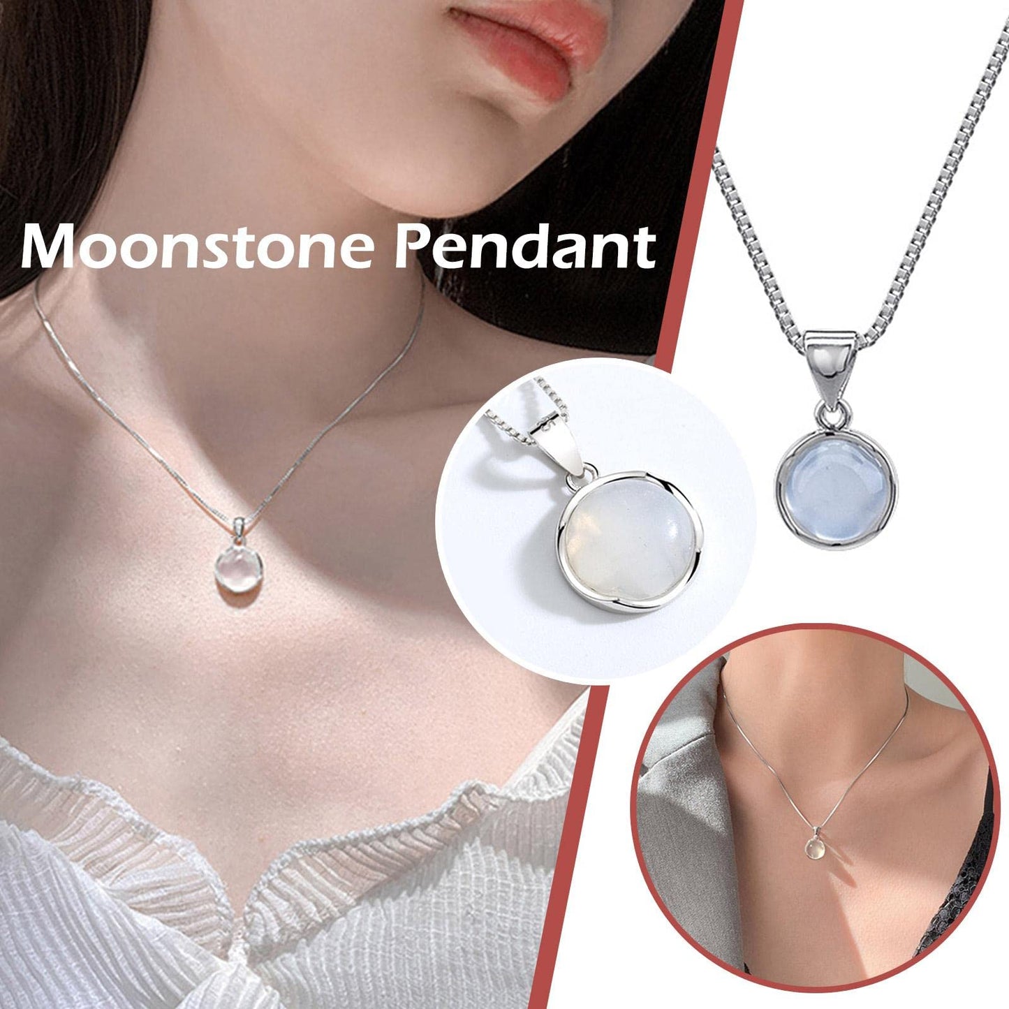 DHliIQQ Crystio Moonstone Therapeutic Neckchain,Lymph Detox Slimming Neckchain,Moon Stones Necklaces Jewelry for Women