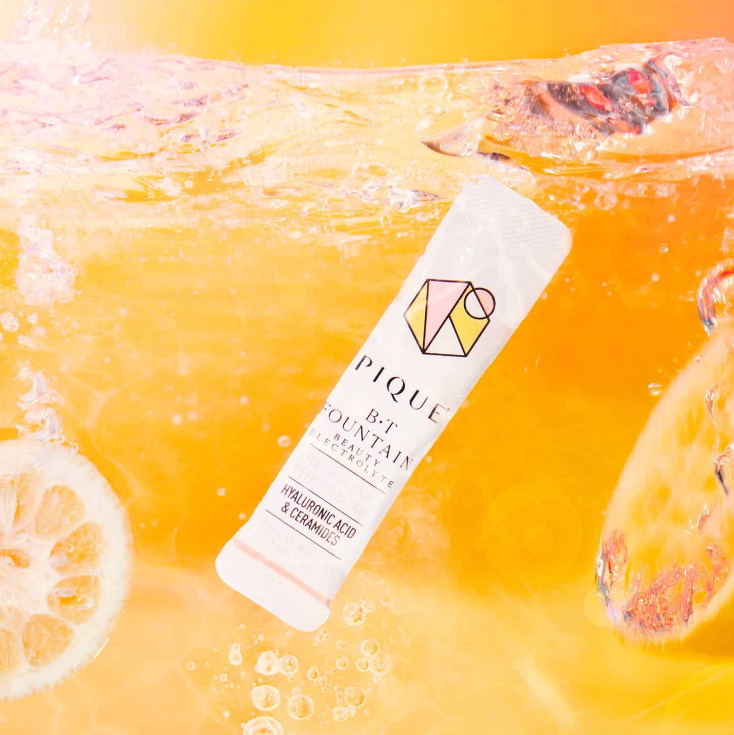 PIQUE BT Fountain Beauty Electrolyte Powder - Hydration Powder Packets with Hyaluronic Acid, Ceramides, Magnesium for Hydrated, Elastic Skin - No Added Sugar - 28 Single Serve Sticks (Pack of 1)