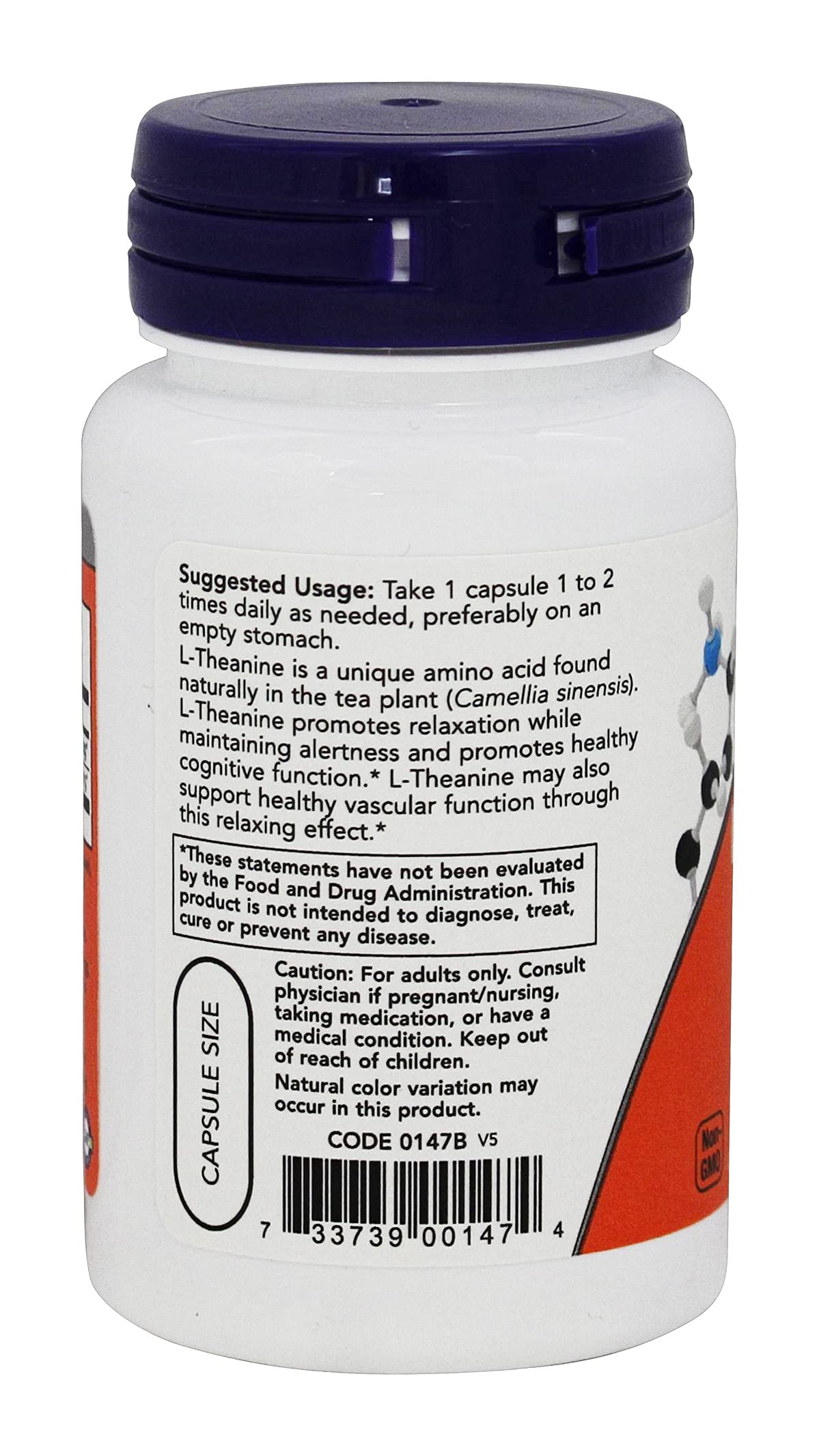 Now Foods L-Theanine 200 Mg 60 Veg Caps Pack of 2
