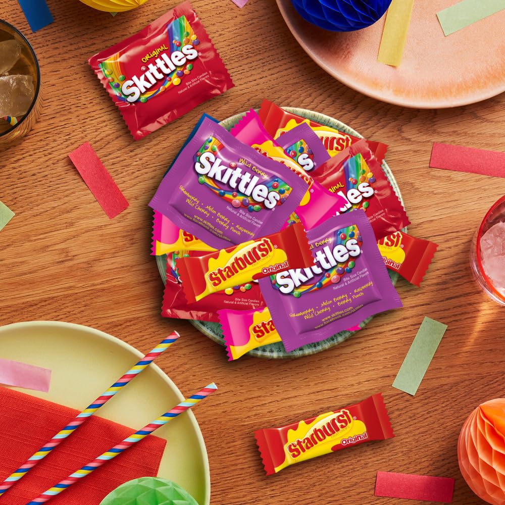 SKITTLES Original SKITTLES Wild Berry STARBURST Original and STARBURST FaveReds Fun Size Chewy Candy Variety Bag Party Size 2013 Oz Bulk Bag