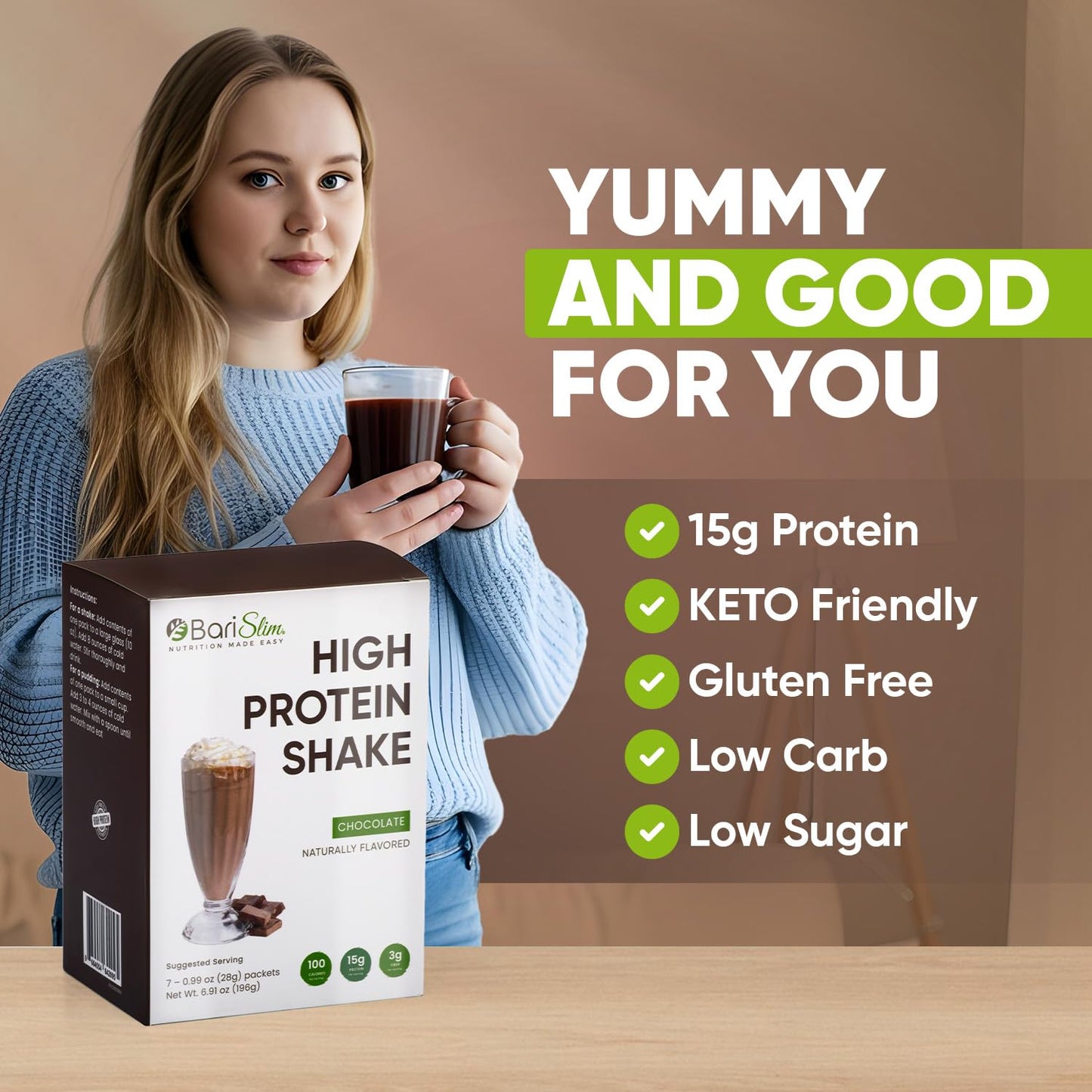 BariSlim High Protein Shake - Delicious & Nutritious Meal Replacement Shake - Low Sugar & Carb - Formulated for Bariatric Patients & Post-Weight Loss Surgery Support | Chocolate Shake (9 oz)