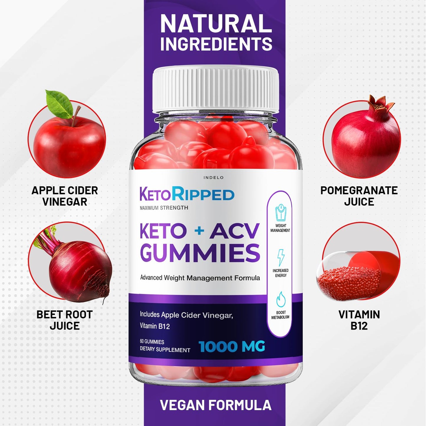 (2 Pack) Keto Ripped ACV Gummies - Advanced Formula Ripped Keto + ACV Gummies Apple Cider Vinegar Ripped ACV Gummies Dietary Supplement Reviews Extra Strength (120 Gummies)