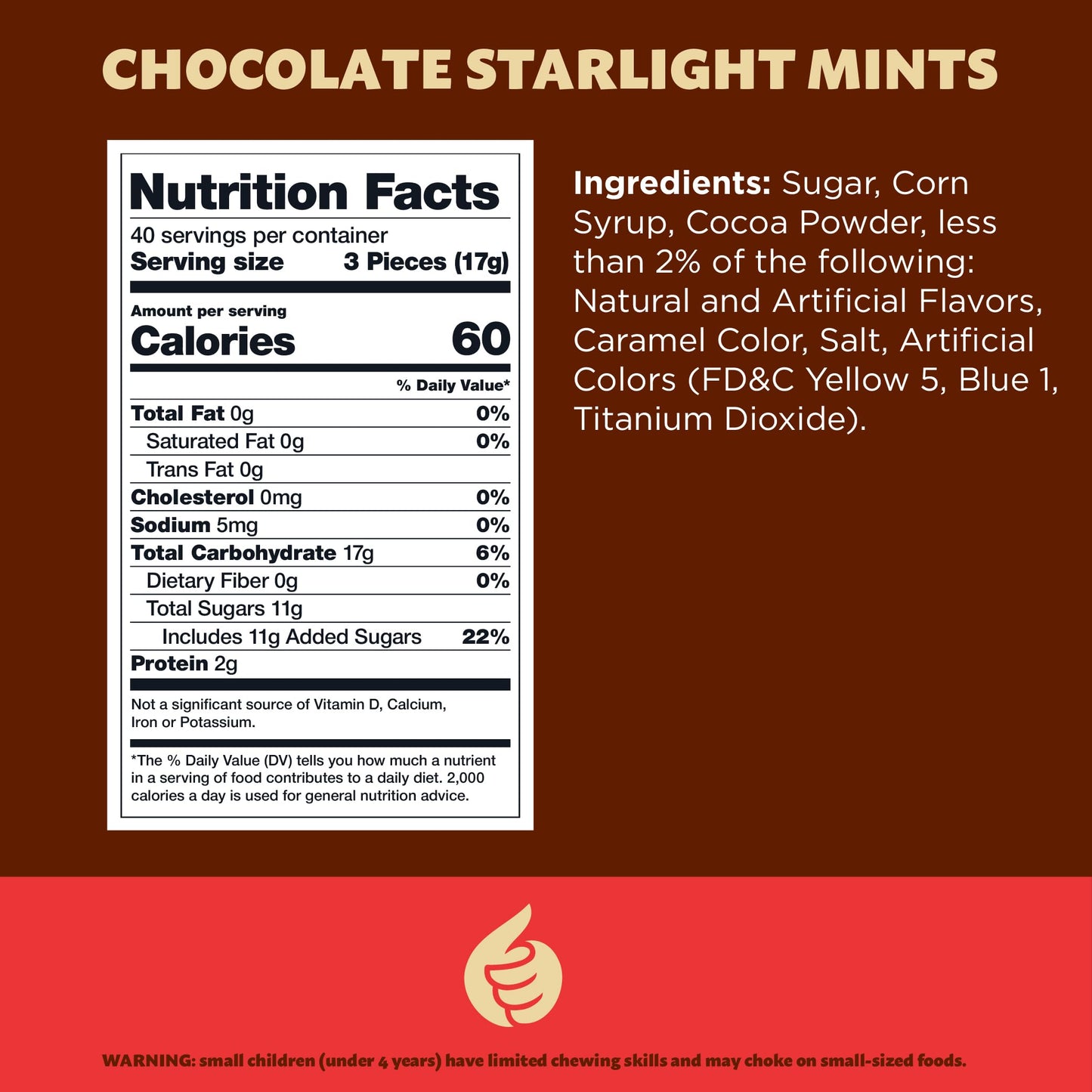 Chocolate Starlight Mints Hard Candy Individually Wrapped 15Pound Pack About 120 Pieces