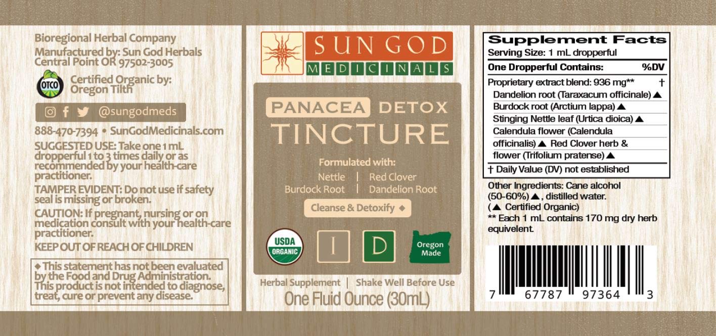 Sun God Medicinals Renew & Revitalize with Panacea Detox Tincture | Herbal Extract for Wellness | Natural Cleansing & Rejuvenation Formula | Boost Energy & Feel Refreshed | 1oz