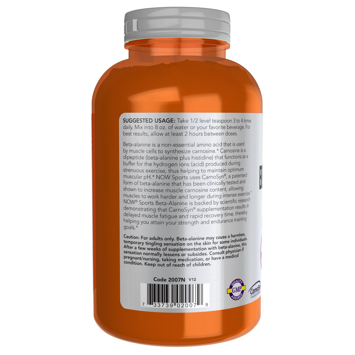 NOW Foods Sports Nutrition, Beta-Alanine Pure Powder 2,000 mg, Muscular Endurance*, 500 Grams