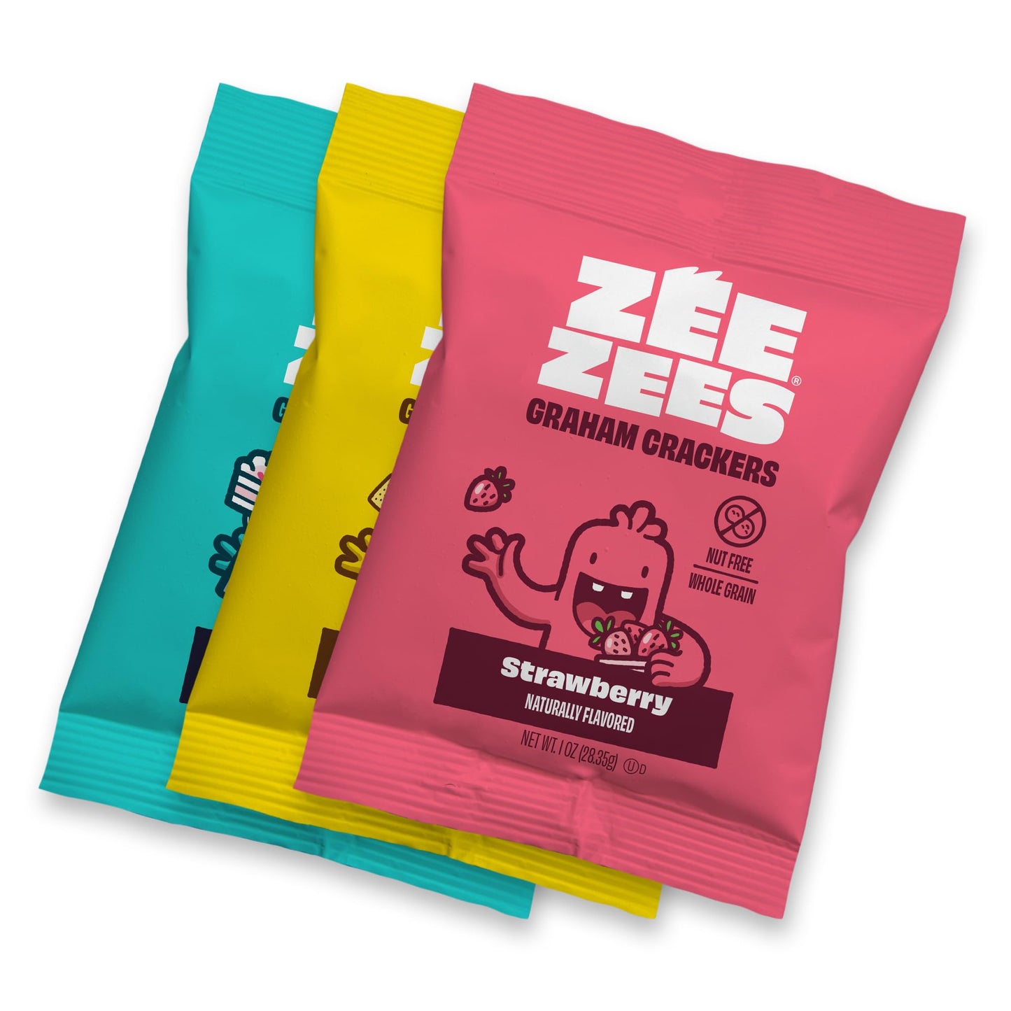 Zee Zees Variety Pack Grahamz Birthday Cake Strawberry Original 1 oz 24 pack Nut Free Whole Grain Vegan Safe for School OnTheGo Kosher Allergy Friendly
