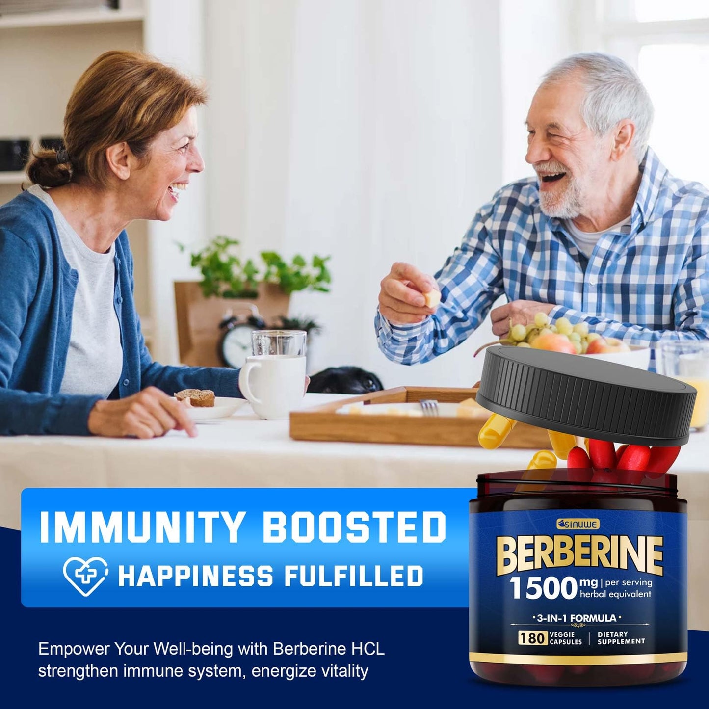 Berberine Supplement - Berberine Weight Loss, High-Potency Berberine 1500MG of Berberine HCL, Plus Citrus Bergamot - for Metabolic, Digestive, and Immune Support - Vegan, Non-GMO, 180 Capsules