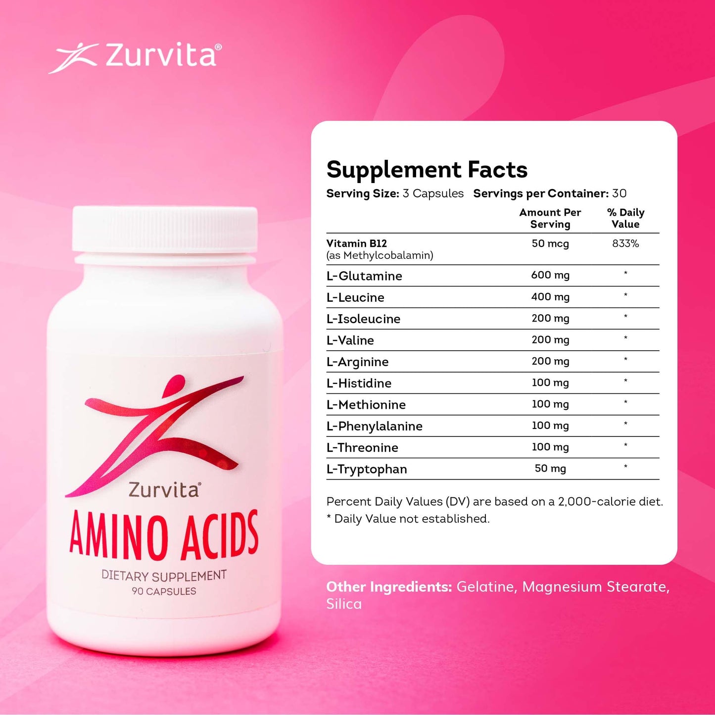 Zurvita - Supplement with Amino Acids - Supports Overall Health and Wellness and Vitality - Plant-Based, No Added Fillers - 90 Capsules