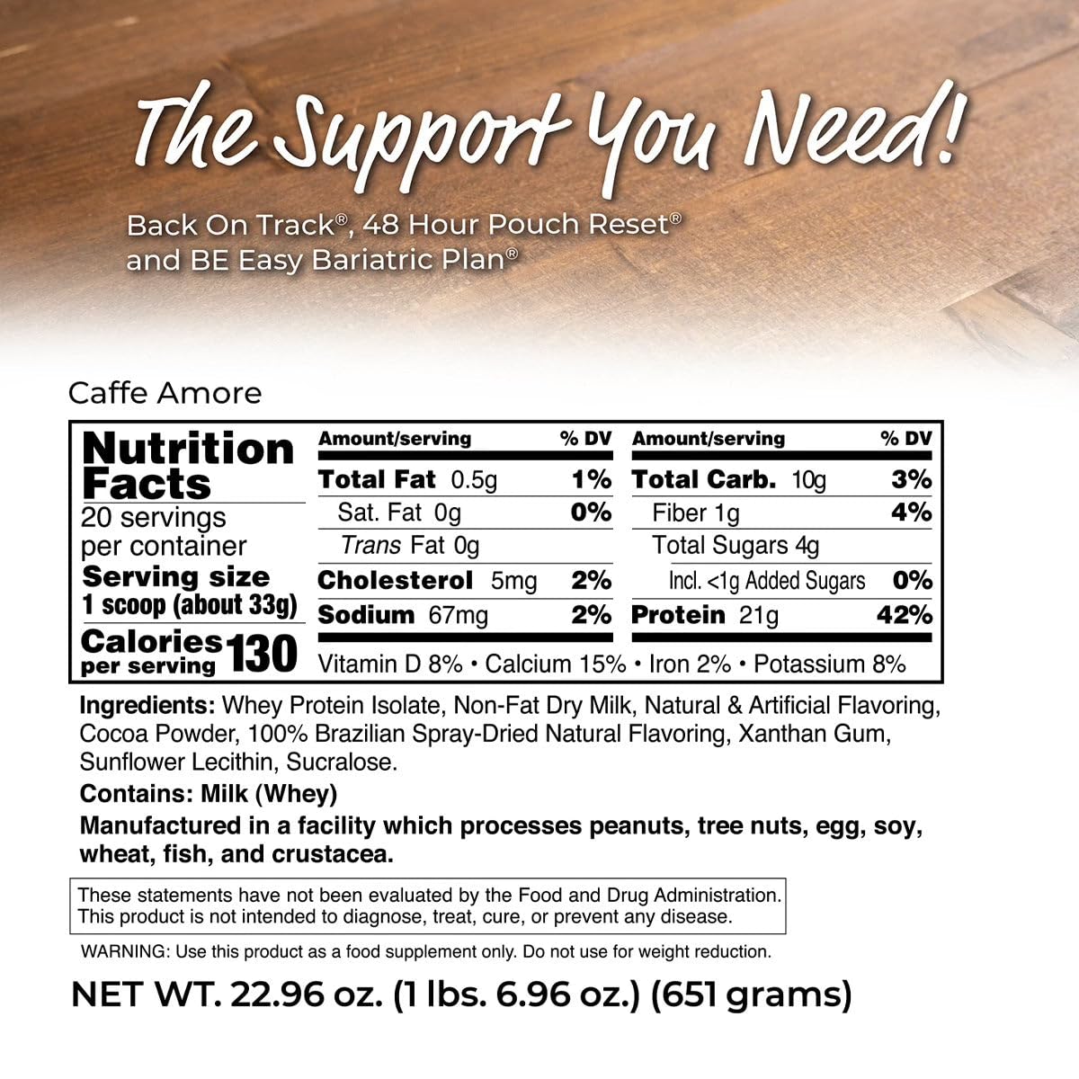 Bariatric Eating Inspire Cafe Amore Mocha Sugar-Free 21g Whey Protein Isolate Powder (20 Servings)