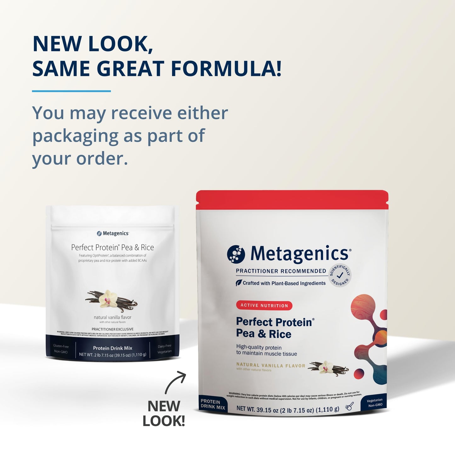 Metagenics Perfect Protein Pea & Rice - Featuring OptiProtein, a Balanced Combination of Proprietary Pea and Rice Protein with Added BCAAs - Vanilla Flavor - 30 Servings - 39.15 Oz