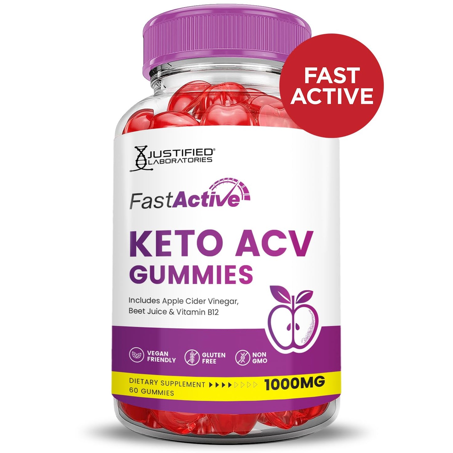 (5 Pack) Fast Active Keto ACV Gummies Advanced Formula 1000MG Fastactive Keto Gummies Apple Cider Vinegar Formulated with Pomegranate Beet Juice Powder B12 Vegan Non GMO 300 Gummys