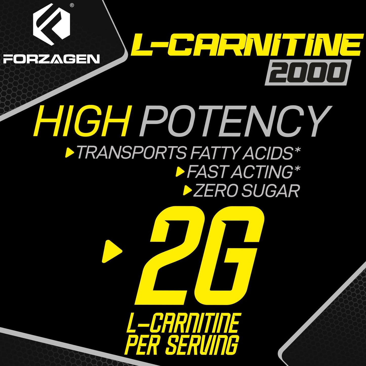 Forzagen L- Carnitine 2000 - Liquid L Carnitine with Vitamin B6 | Acetyl L-Carnitine | L-Tartrate | 30 Servings (Sour Gummies)