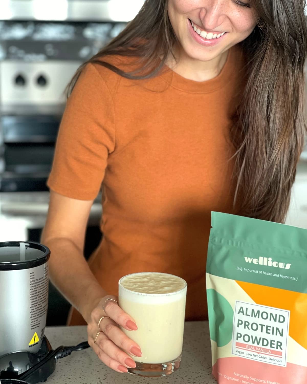 wellious Clean Vegan Protein Powder Chocolate - Plant Based Protein Powder Dairy Free for Gut Health, No Sodium, High Fiber, Keto Friendly, Non Dairy, Lactose Free