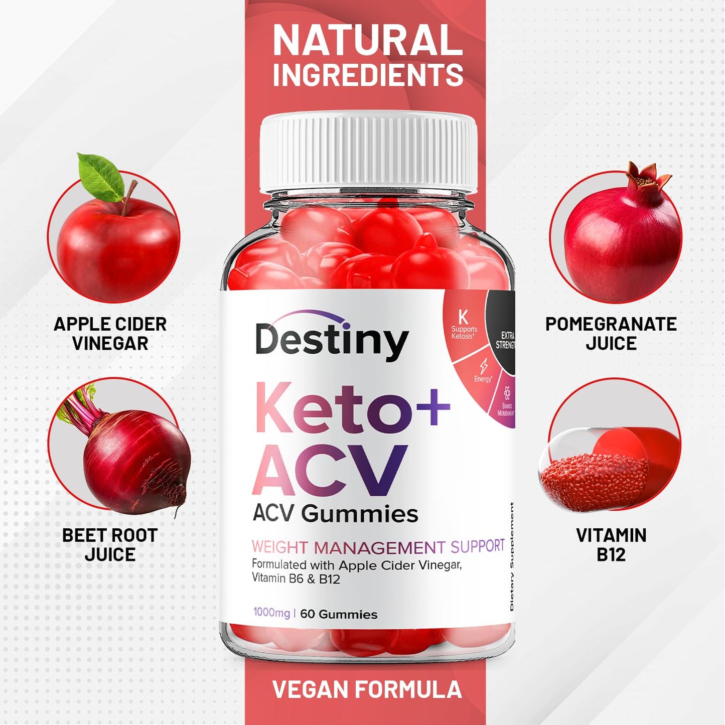 (2 Pack) Destiny Keto ACV Gummies - Advanced Formula Destiny Keto Plus ACV Gummies Apple Cider Vinegar, Weight Management, Destiny ACV Dietary Supplement (120 Gummies)