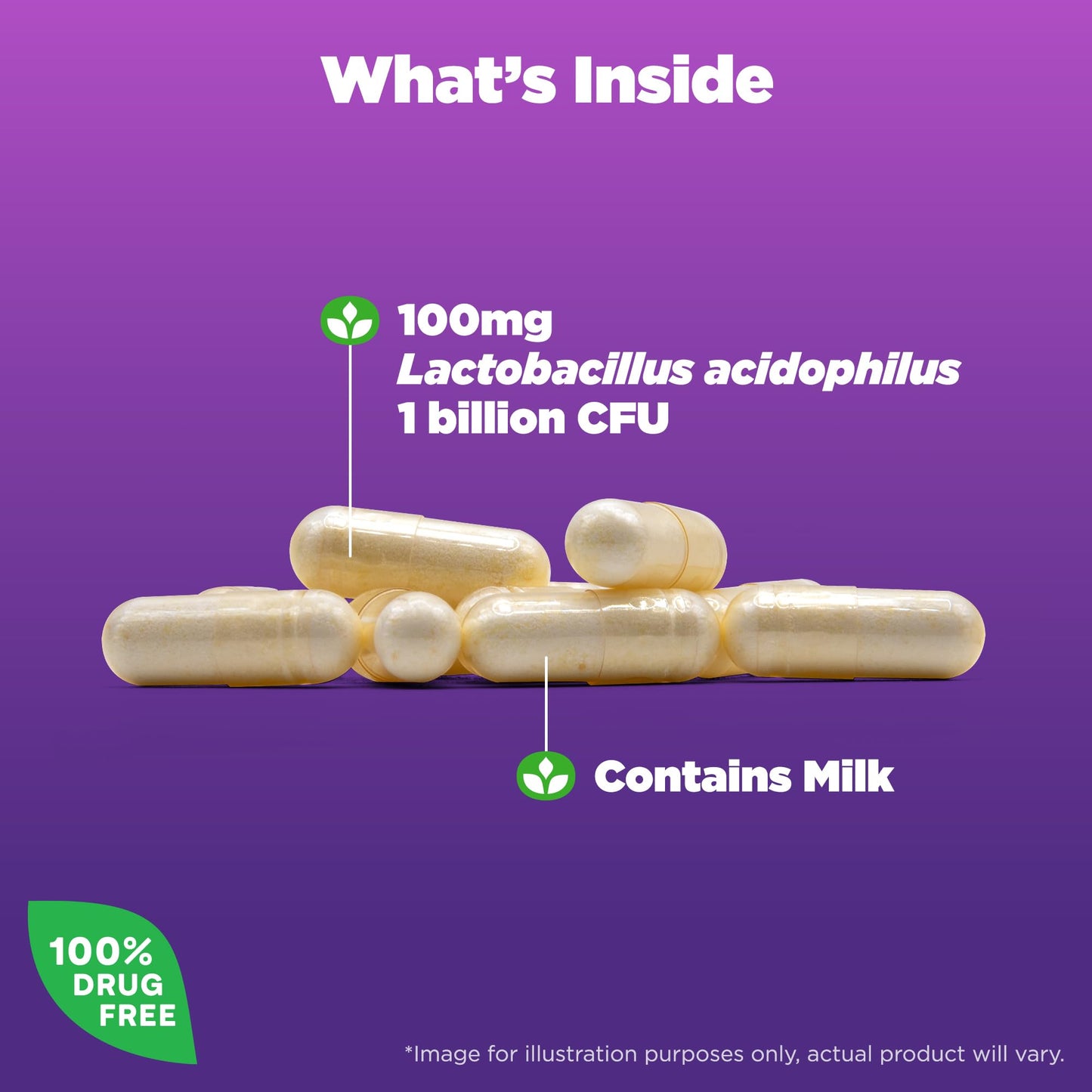 Natrol Acidophilus Probiotic 100 mg, Dietary Supplement for Healthy Gut Function, Digestive Health Capsules for Adults, 100 Capsules, Up to a 33 Day Supply