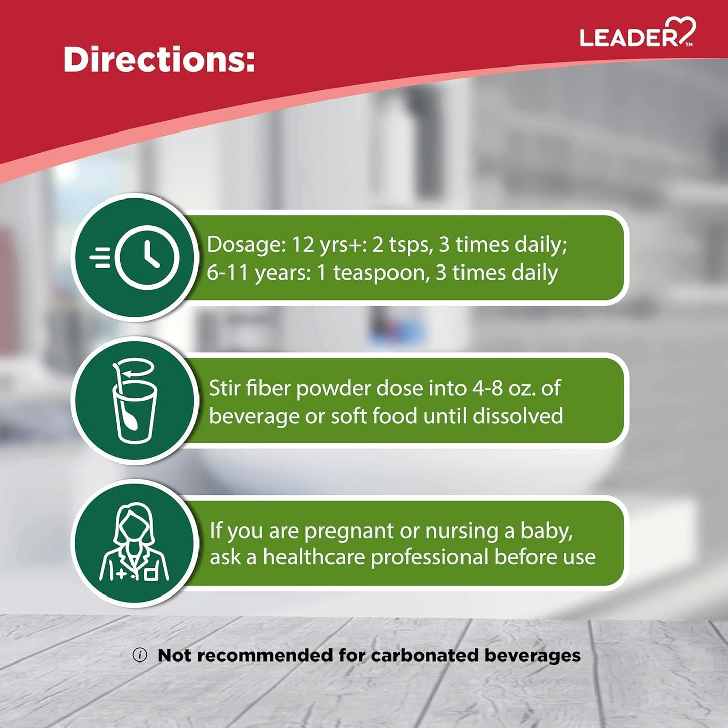 Leader Prebiotic Fiber Supplement Powder for Digestive Health, 100% Natural Daily Fiber Powder, Sugar-Free, Taste-Free, Gluten Free, Non-GMO, Unflavored (Pack of 2)