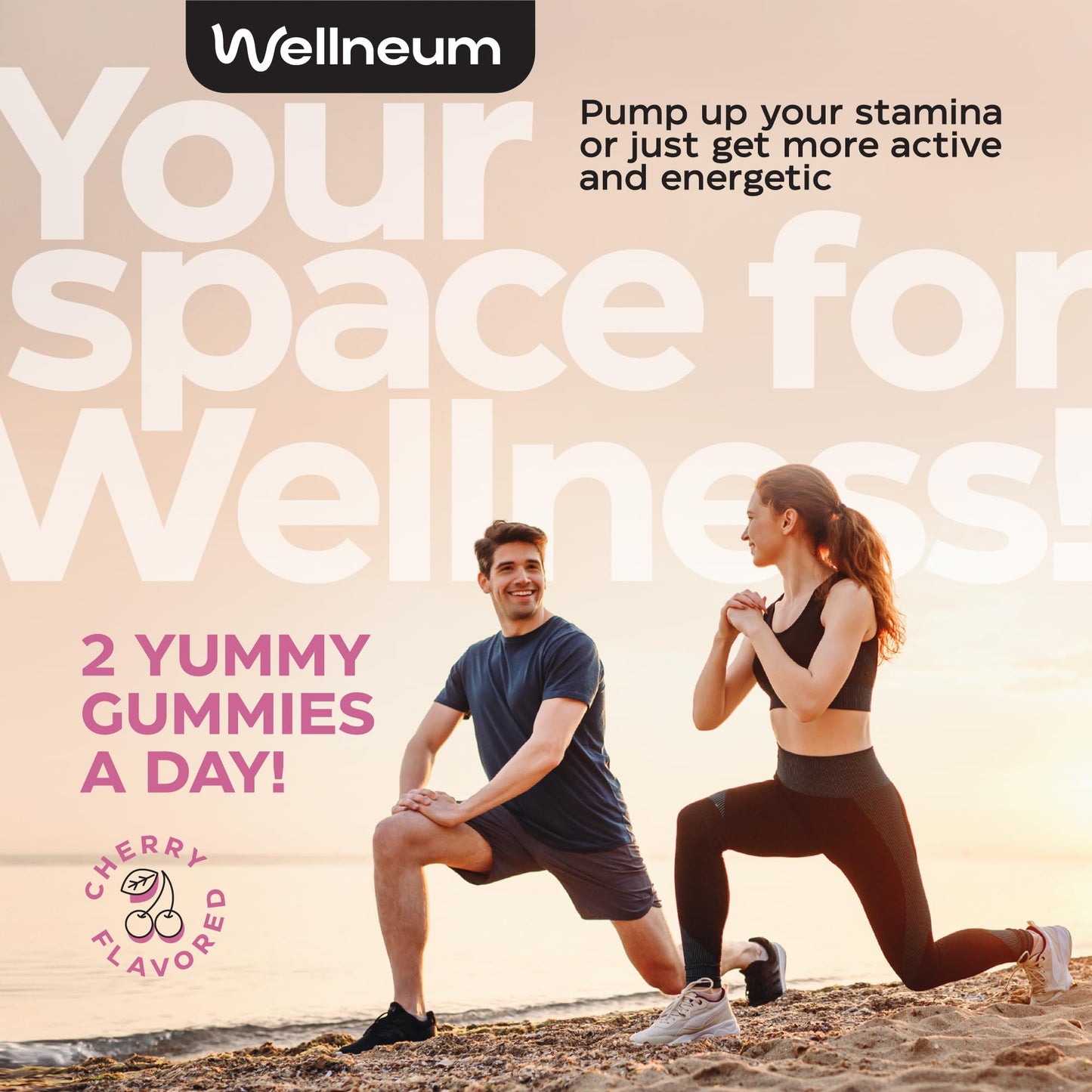 Wellneum Beets for High Blood Pressure - Beet Root Chews with Pomegranate Juice Powder - Nitric Oxide Gummies for Energy, Cardio Health - Gummy Supplement for Men and Women - 2 Pack