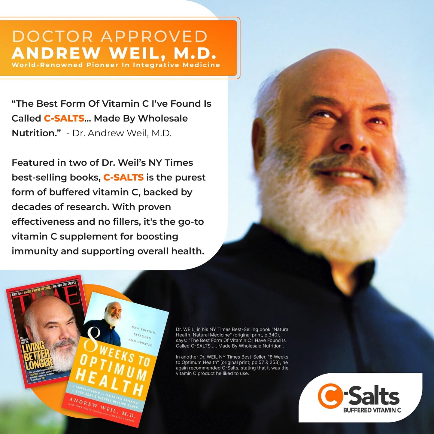 C-Salts Original Vitamin C Powder Supplement - 100% Pure High Dose Buffered Vitamin C Powder for Immune Support - Sugar-Free Powdered Drink Ascorbate, Organic, Stomach-Friendly, Original 8oz