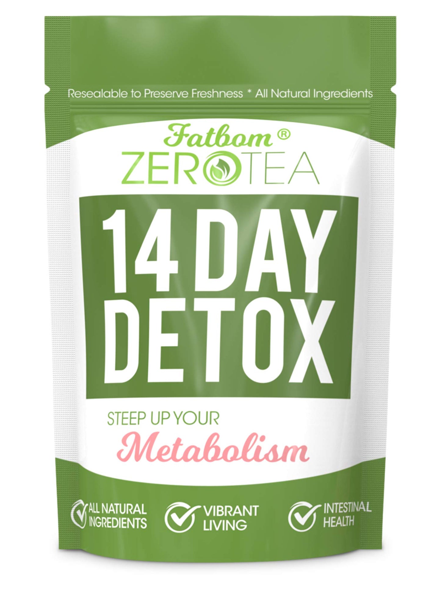 FATBOM Zero Tea 14 Day Detox Tea, Teatox Herbal Tea for Cleanse