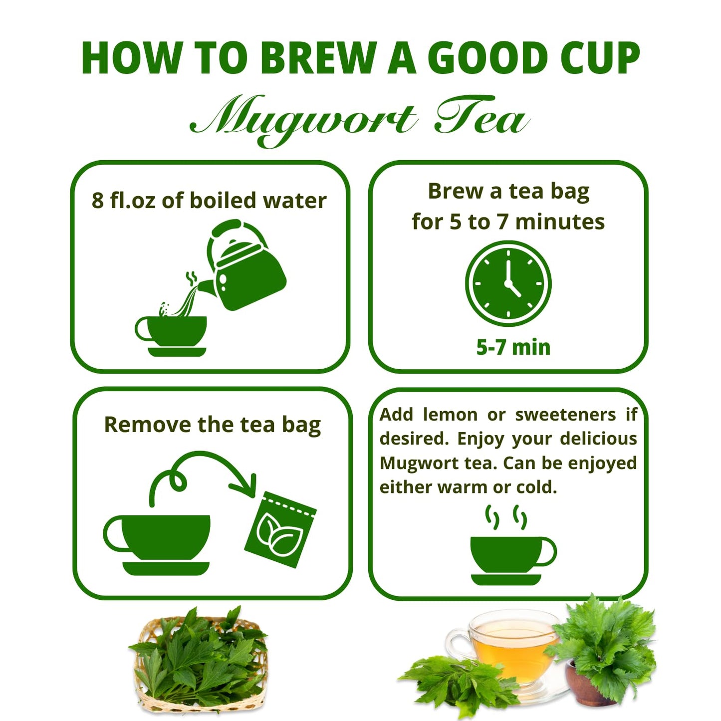 100 Mugwort Tea Bags Natural Mugwort Leaves Tea Bags Dried Mugwort Herbal Tea Mugwort Leaf Tea No Sugar No Caffeine No Gluten