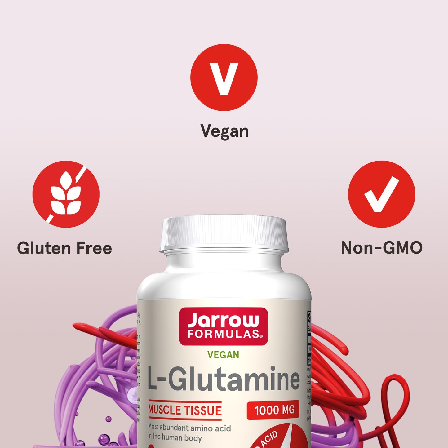 Jarrow Formulas L-Glutamine 1000 mg, Dietary Supplement for Muscle Tissue, Multifunctional Amino Acid, Immune Support , 100 Easy-Solv Tablets, 50-100 Day Supply