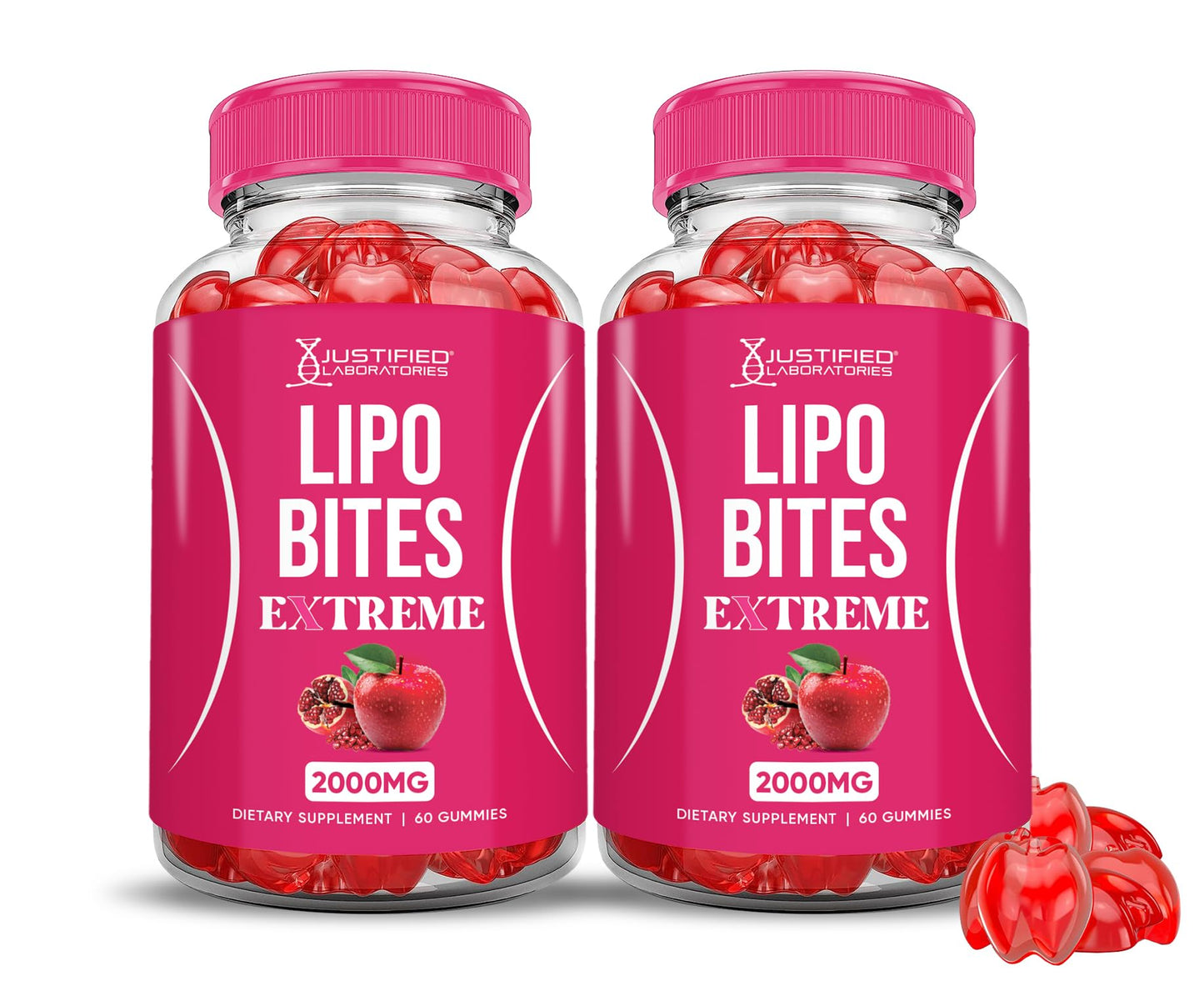 (2 Pack) Lipo Bites ACV Gummies Extreme 2000MG Formula Apple Cider Vinegar Chewies Formulated with Pomegranate Beet Juice Powder B12 Vegan Non GMO 120 Gummys