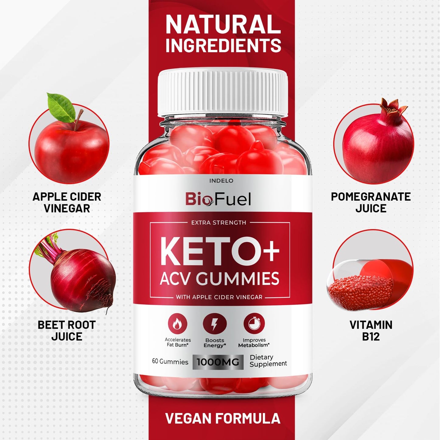 Bio Fuel Keto ACV Gummies - Advanced Formula BioFuel Keto Plus ACV Gummies Apple Cider Vinegar Bio Fuel ACV, Weight Management Gummies Dietary Supplement Reviews Men Women (60 Gummies)