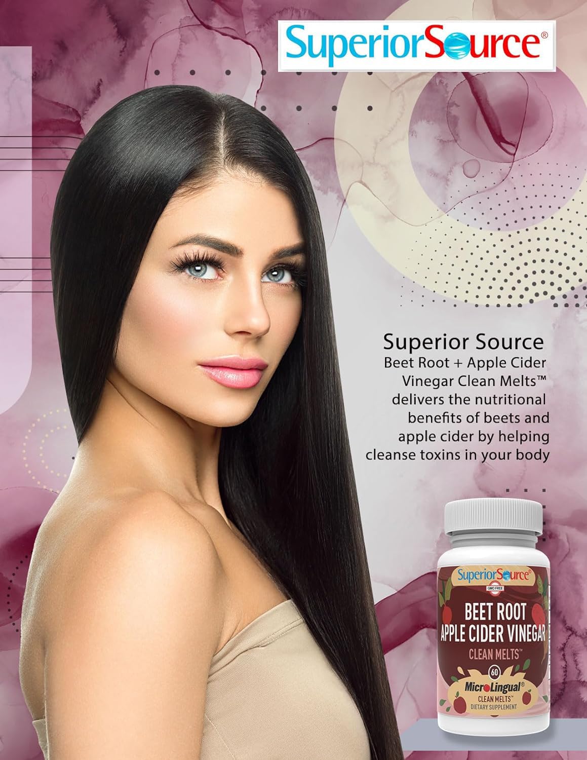 Superior Source Beet Root & Apple Cider Vinegar Clean Melts - Premium Energy Supplement & Nitric Oxide Booster - Organic, Non-GMO & Preservative-Free - 60 MicroLingual Tablets